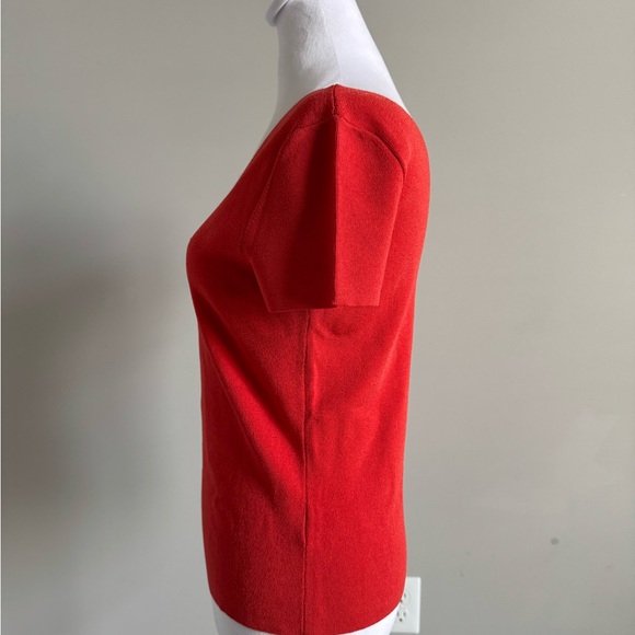 Talbots Vibrant Orange V-Neck Short Sleeve Top - Picture 2 of 8